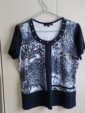 Laura Petites Short Sleeve Top Floral Print Size L